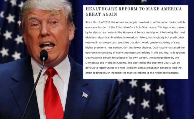 Donald Trump Releases 7-Point Healthcare Plan, Promises Repeal Of ACA ...